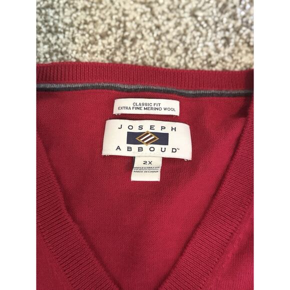 Joseph Abboud Sweater Vest Men’s XXL 2XL Red Merino Wool V-Neck Golf Preppy - Picture 8 of 8